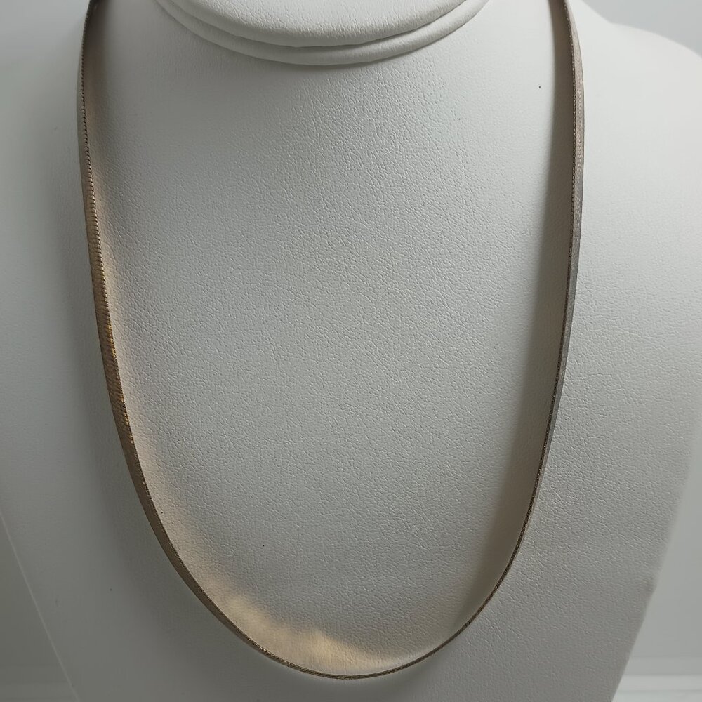 ITAOR 925 Italy Gold over Sterling Silver Wide Flat Herringbone Chain Necklace